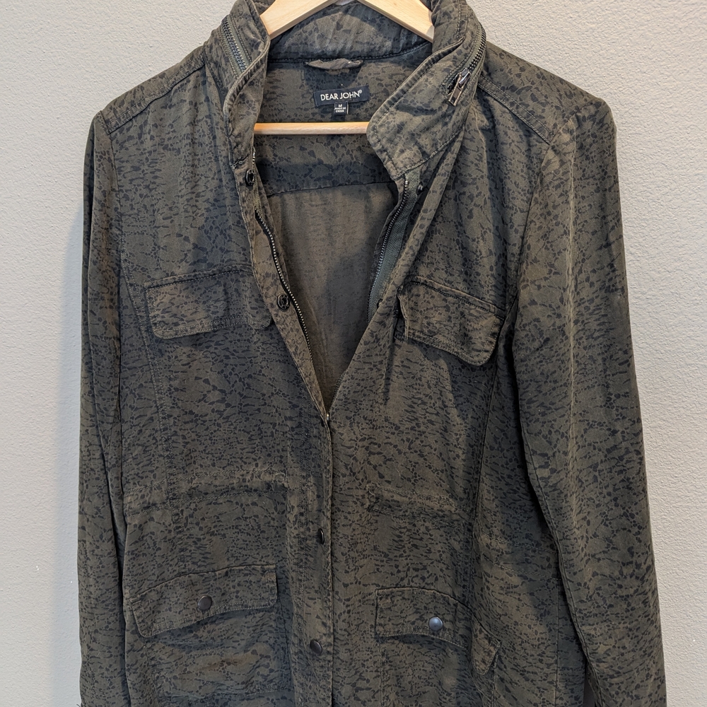 Dear John Textured Utility Jacket in Olive